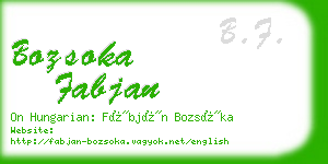 bozsoka fabjan business card